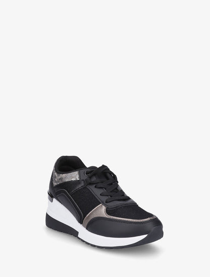 Sneakers compensées et empiècement métal - Noir - 2