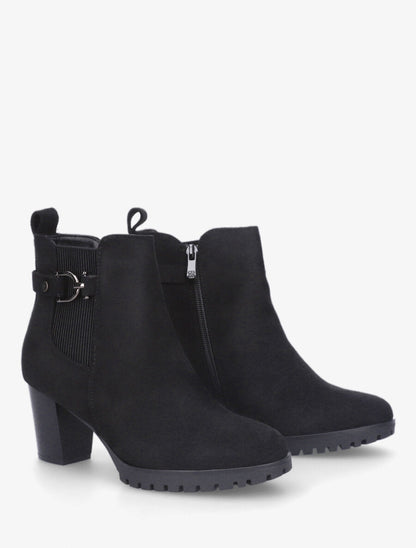 Bottines en suédine à talon - Noir - 4