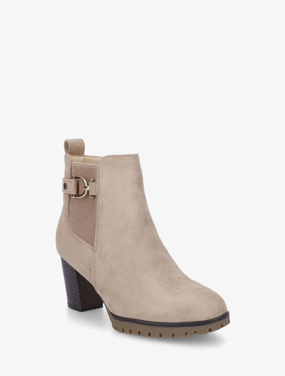 Bottines en suédine à talon - Beige - 2