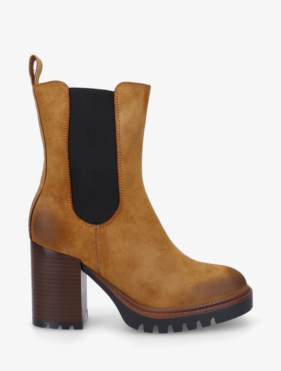 Bottines montantes en suédine - Camel - 5