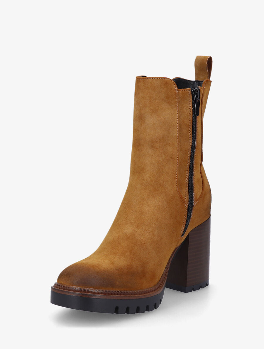 Bottines montantes en suédine - Camel - 3