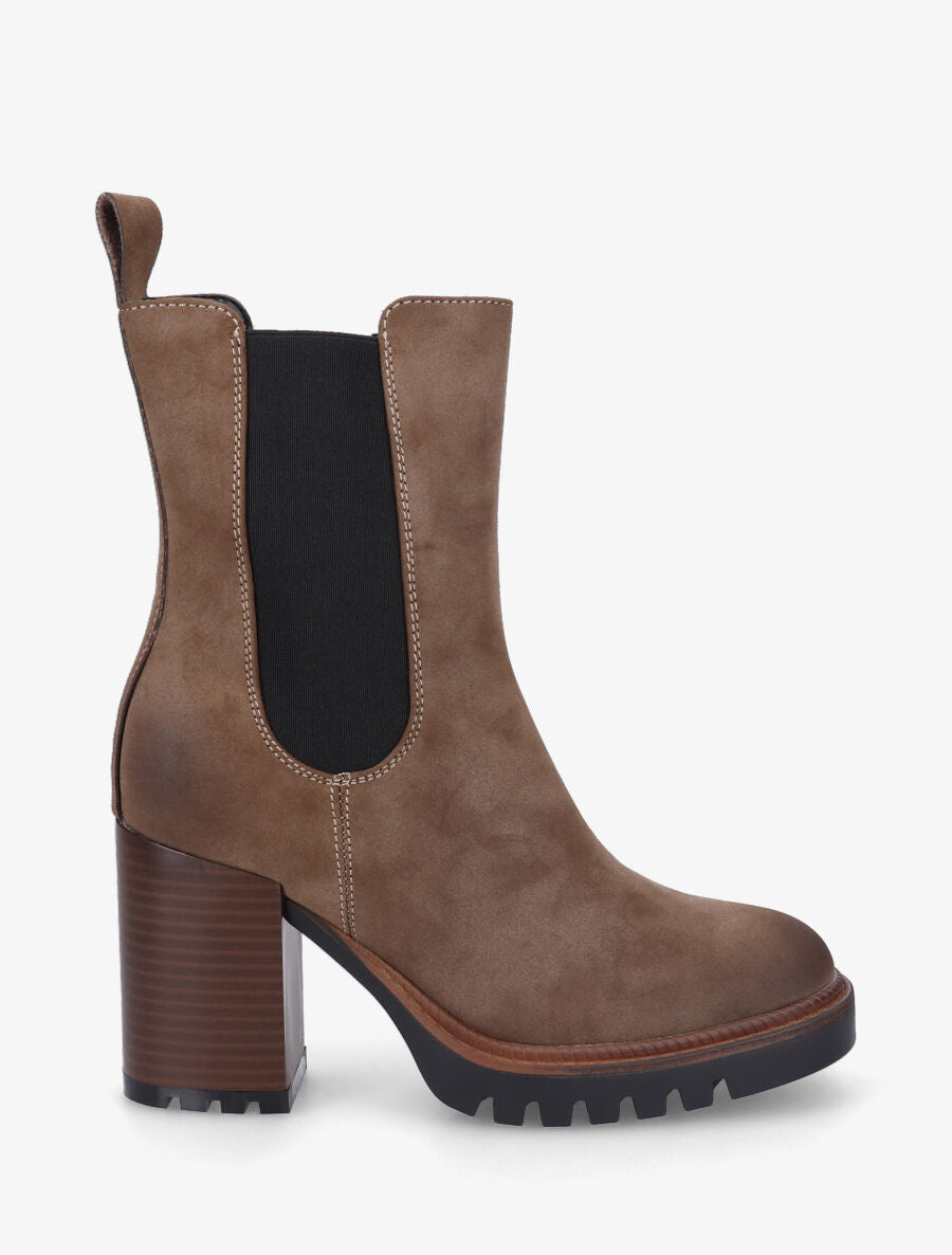 Bottines montantes en suédine - Taupe - 1