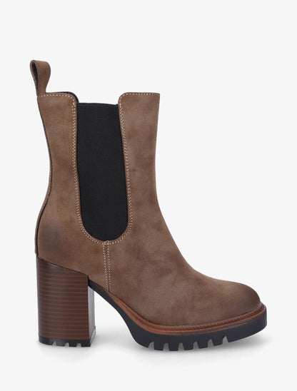 Bottines montantes en suédine - Taupe - 1
