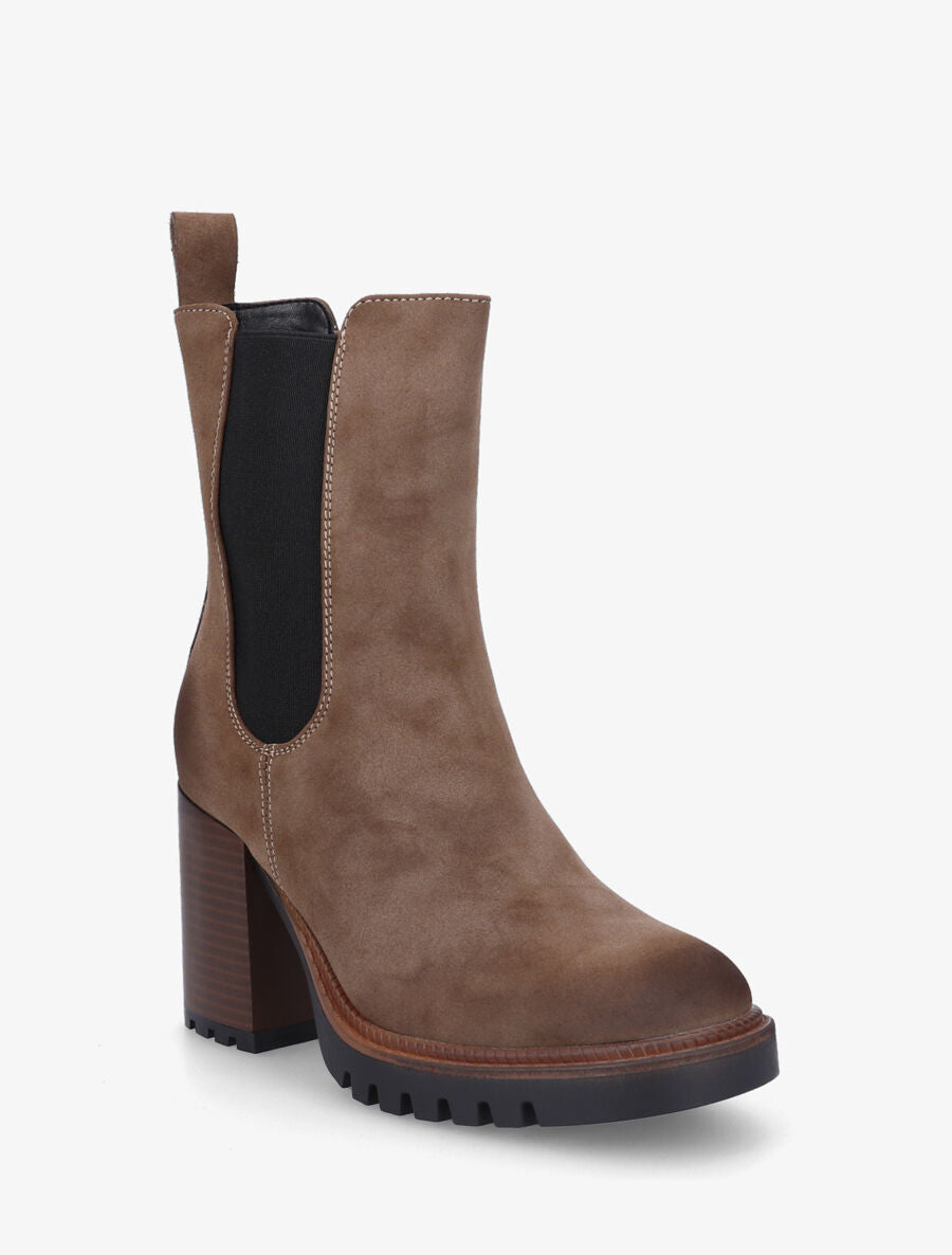 Bottines montantes en suédine - Taupe - 2