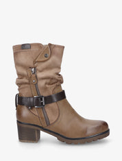 Bottines montantes bi-matière à zip - Taupe - 1