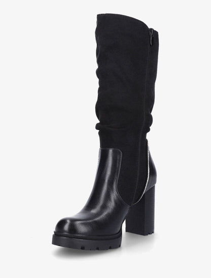 Bottes à talon et strass bi-matière - Noir - 3