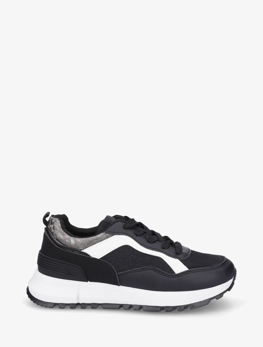 Sneakers compensées et paillettes - Noir - 5