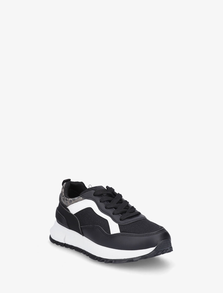 Sneakers compensées et paillettes - Noir - 2