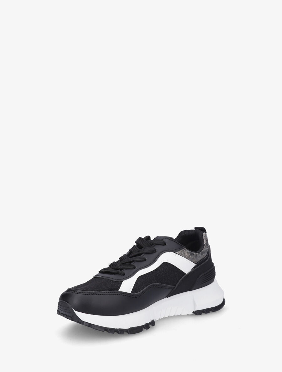 Sneakers compensées et paillettes - Noir - 3