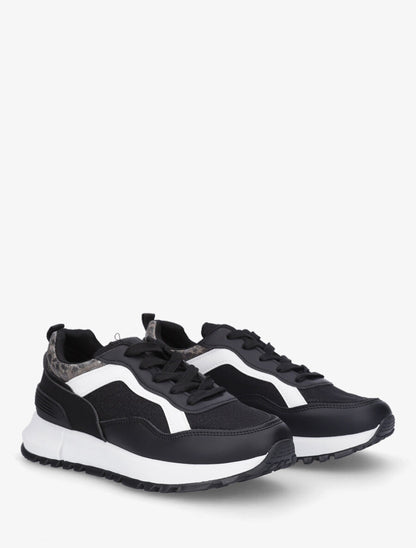 Sneakers compensées et paillettes - Noir - 4
