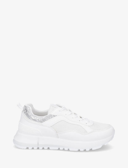 Sneakers compensées et paillettes - Blanc - 1