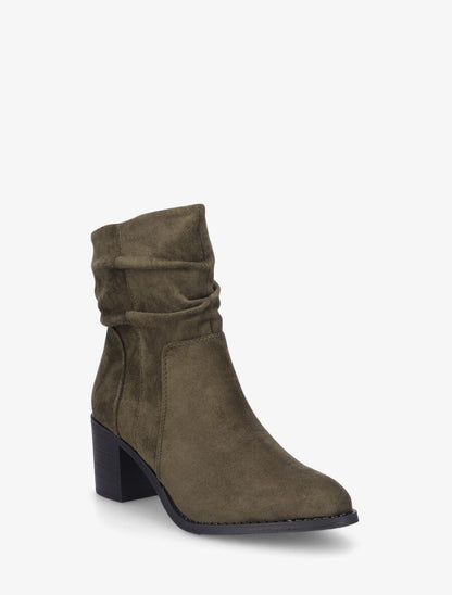 Bottines froncés en suédine - Kaki - 2