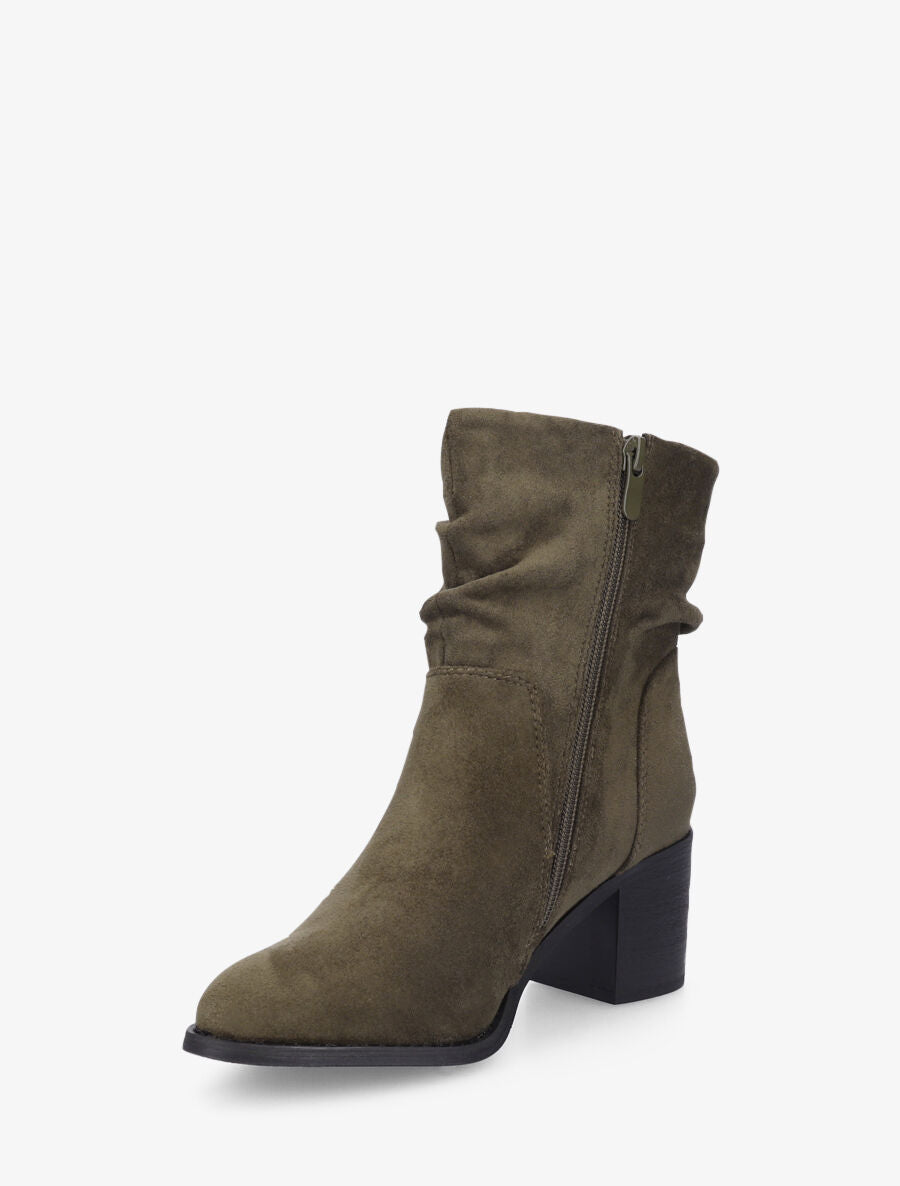 Bottines froncés en suédine - Kaki - 3