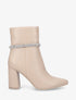 Bottines en simili et tresse strassée - Beige - 1