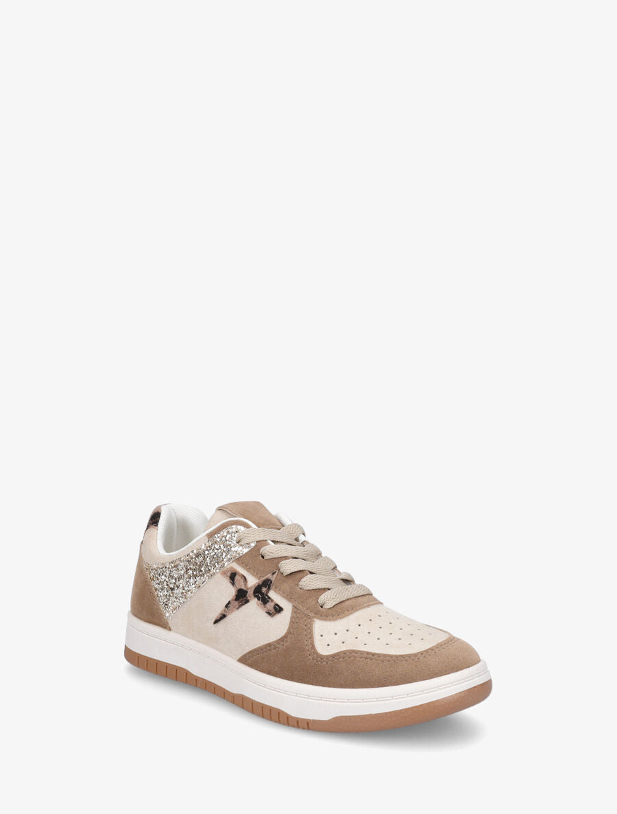 Sneakers en suédine à contrefort contrastant léopard - Taupe - 2