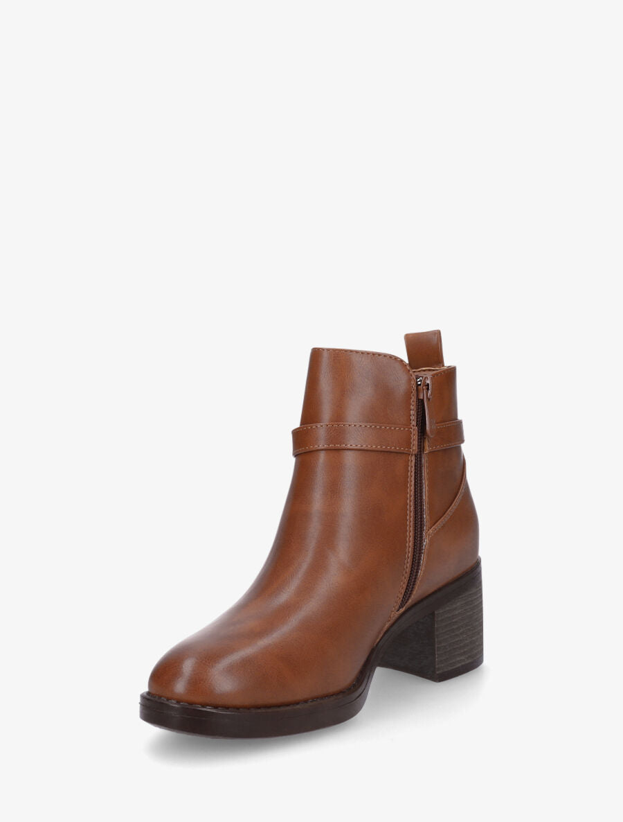 Bottines élastiquées à talon - Camel - 3