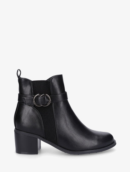 Bottines élastiquées en simili - Noir - 1