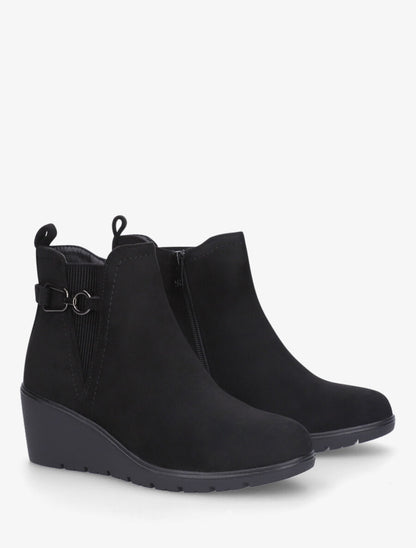 Bottines compensées en suédine - Noir - 4