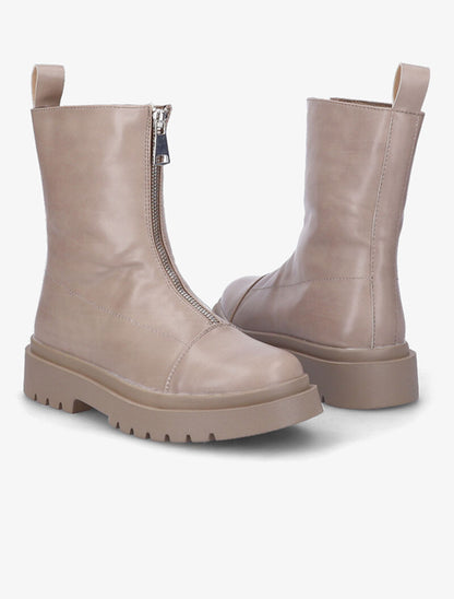 Boots montantes zippées - Taupe - 5