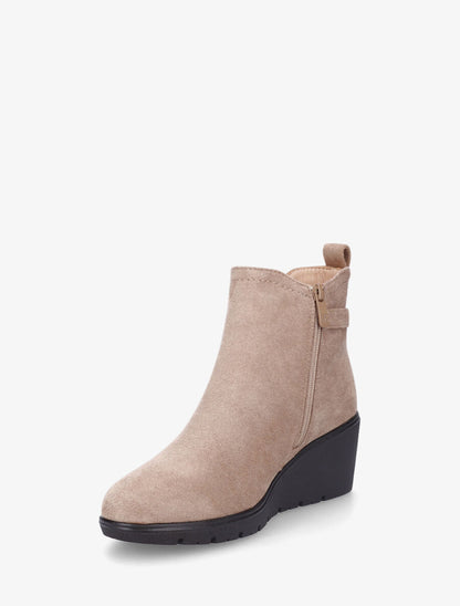 Bottines compensées en suédine - Taupe - 3