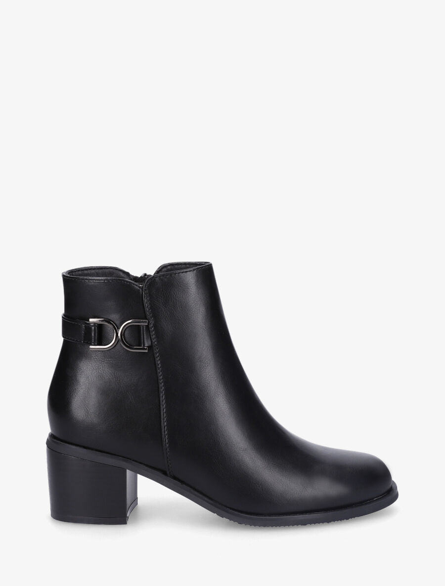 Bottines en simili à talon - Noir - 5