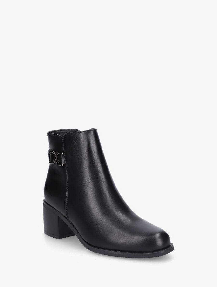 Bottines en simili à talon - Noir - 2