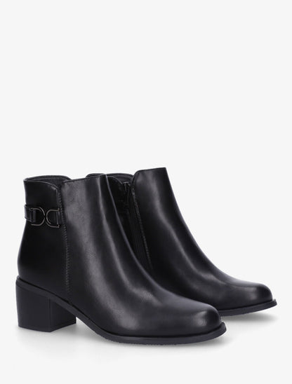 Bottines en simili à talon - Noir - 4
