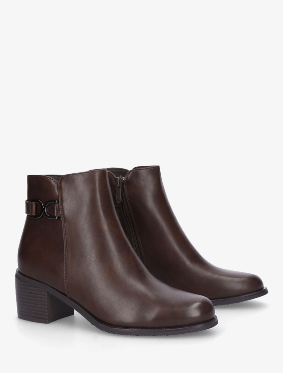 Bottines en simili à talon - Marron - 4