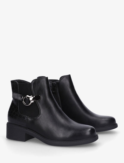 Bottines plates élastiquées croco - Noir - 4