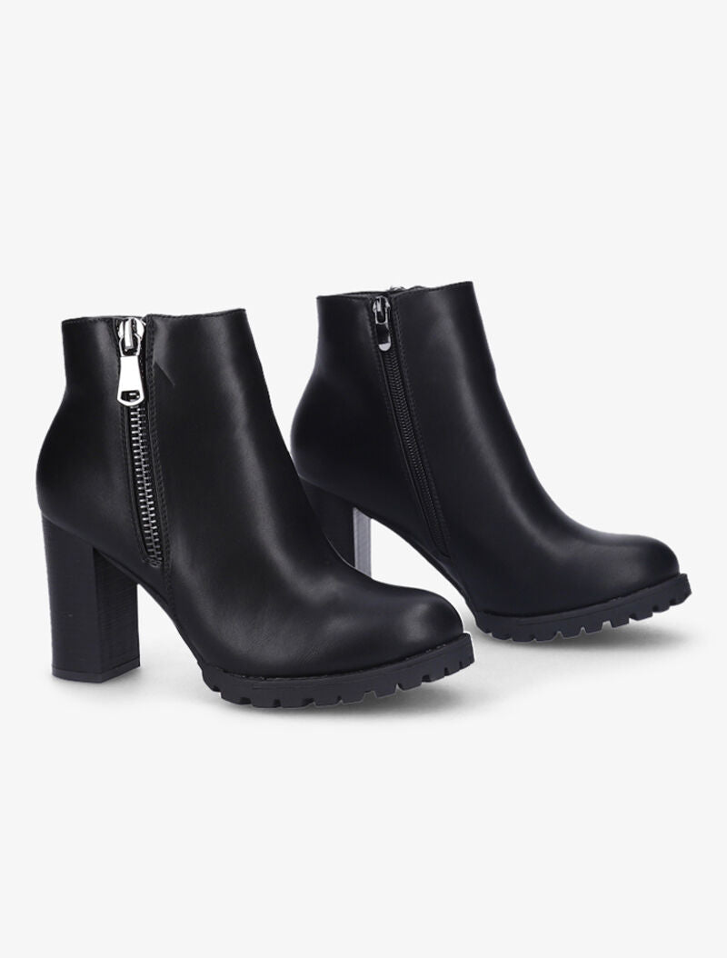 Bottines basiques à zip doré - Noir - 1