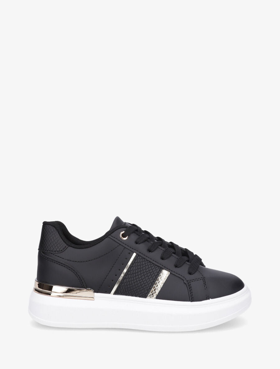 Sneakers compensées à empiècement métal - Noir - 5