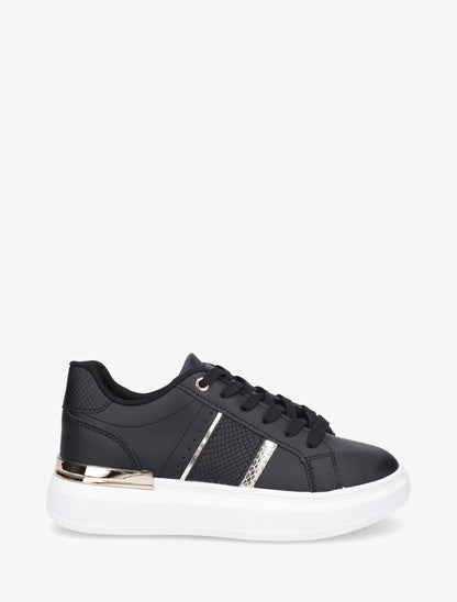 Sneakers compensées à empiècement métal - Noir - 5