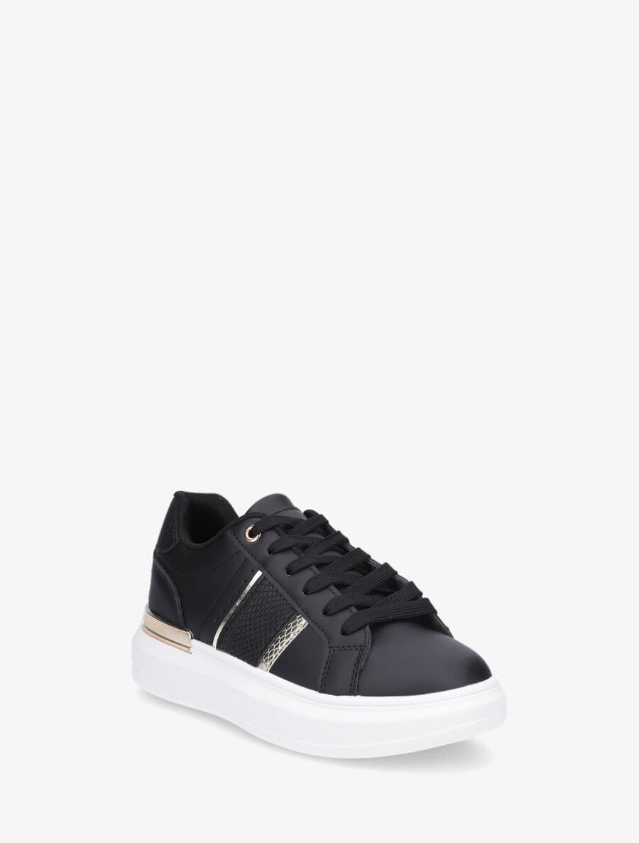 Sneakers compensées à empiècement métal - Noir - 2