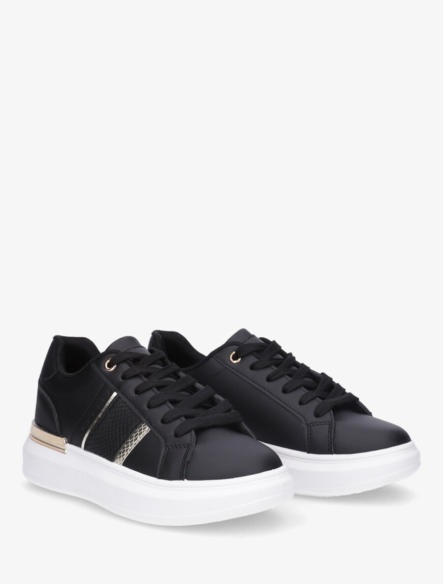 Sneakers compensées à empiècement métal - Noir - 4