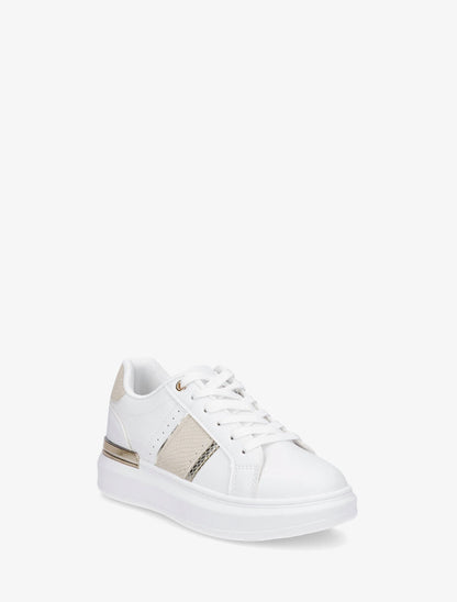 Sneakers compensées à empiècement métal - Beige - 2