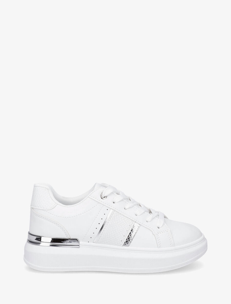 Sneakers compensées à empiècement métal - Blanc - 5