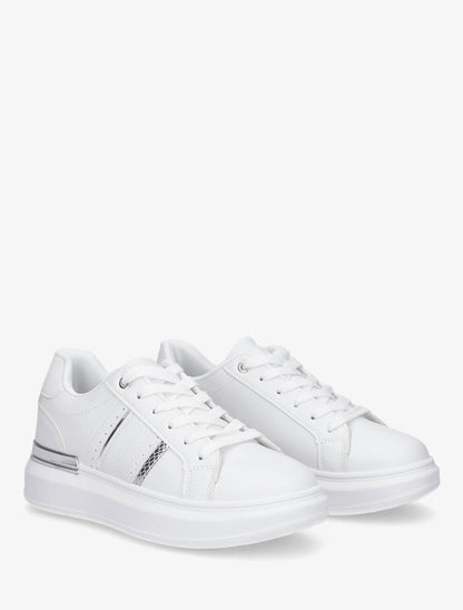 Sneakers compensées à empiècement métal - Blanc - 4