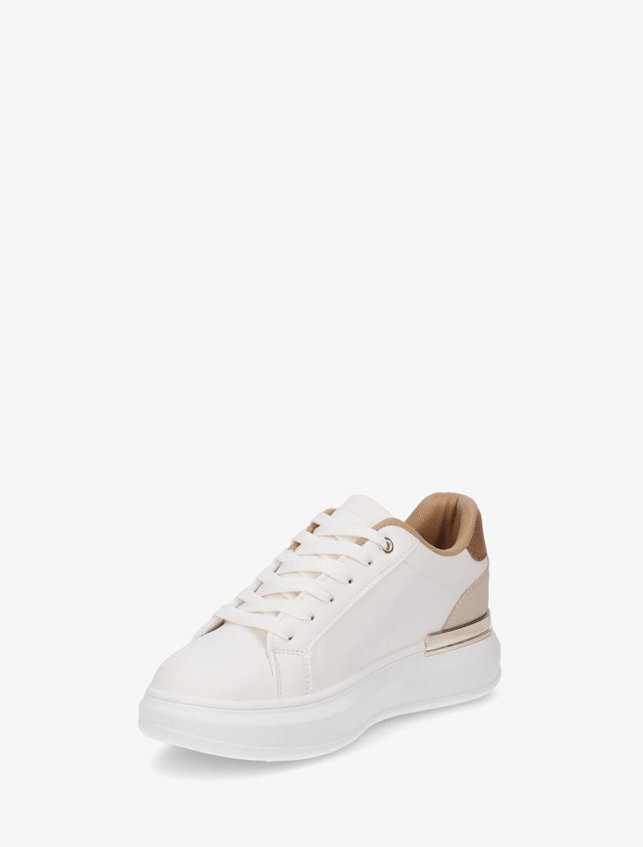 Sneakers compensées à empiècement métal - Camel - 3