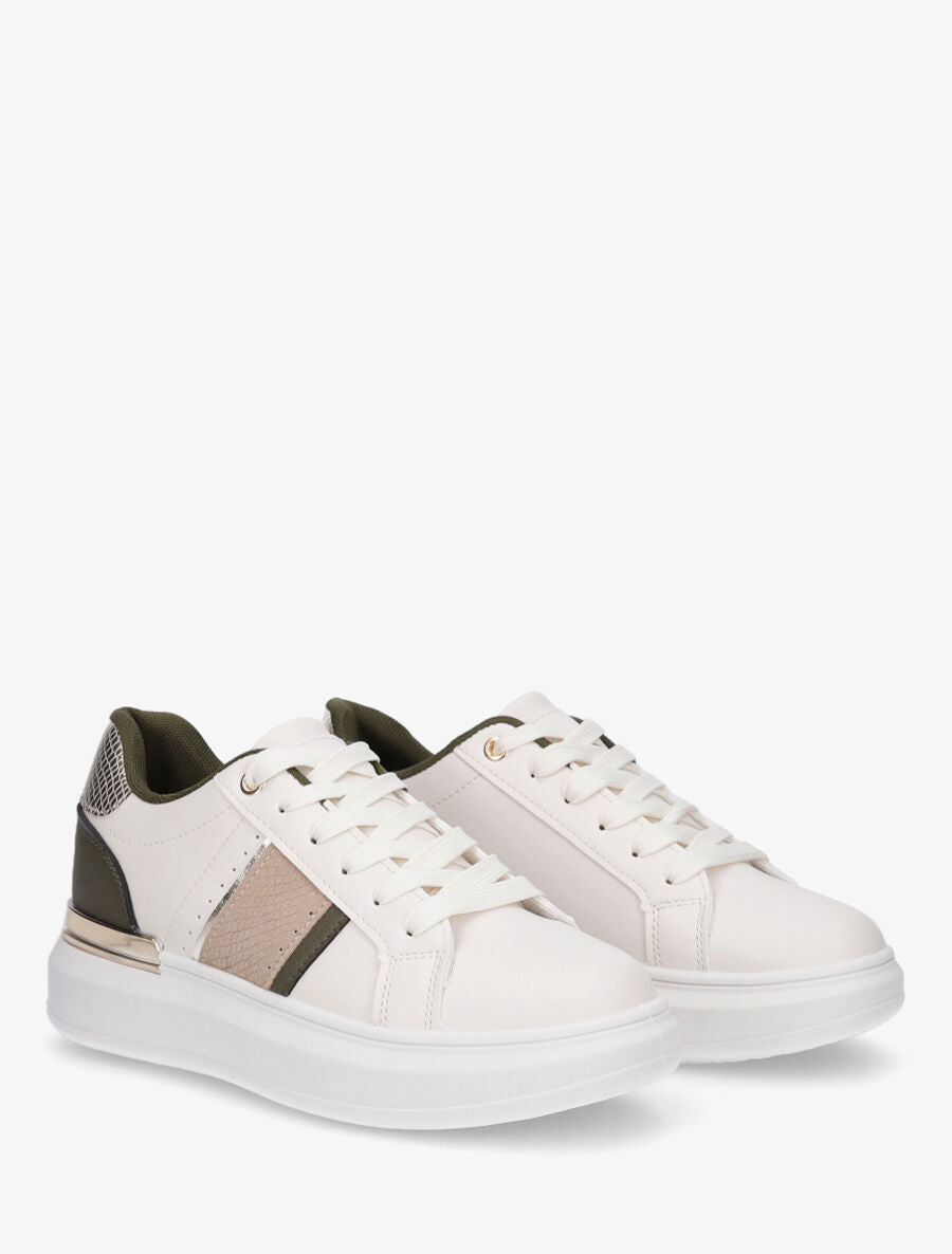 Sneakers compensées à empiècement métal - Vert - 4