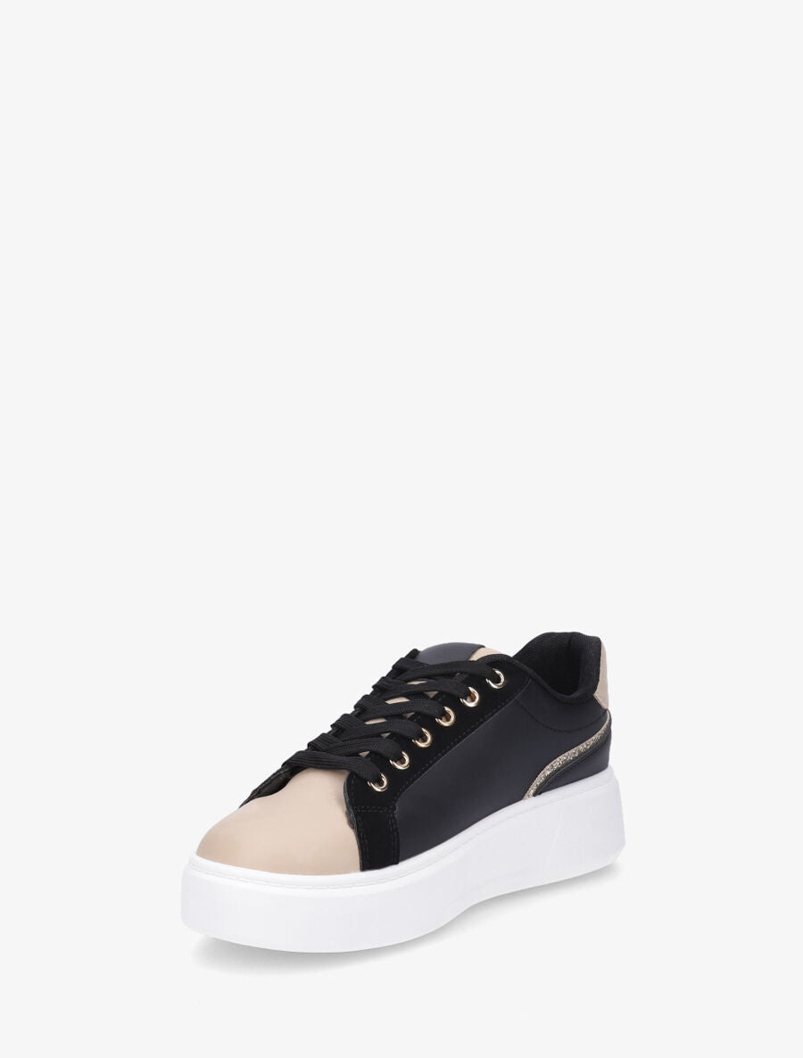 Sneakers en simili à zip décoratif - Noir - 3