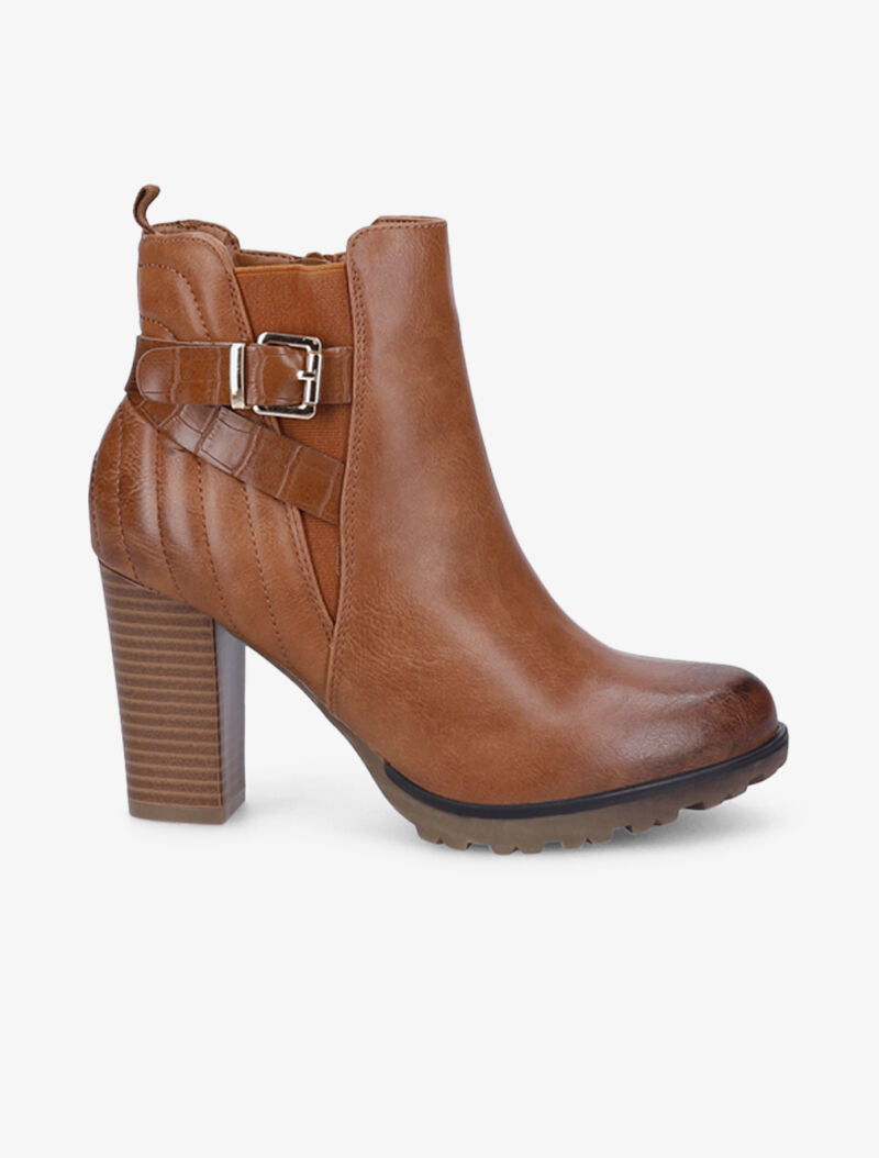 Bottines à contrefort à coutures stylisées - Camel - 2
