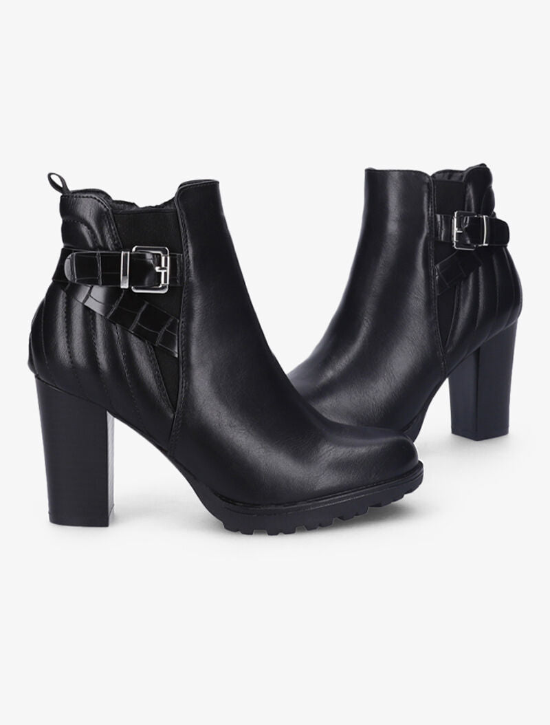 Bottines à contrefort à coutures stylisées - Noir - 1