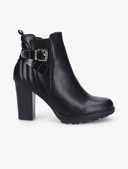 Bottines à contrefort à coutures stylisées - Noir - 2