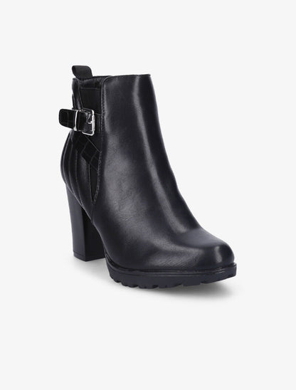 Bottines à contrefort à coutures stylisées - Noir - 3