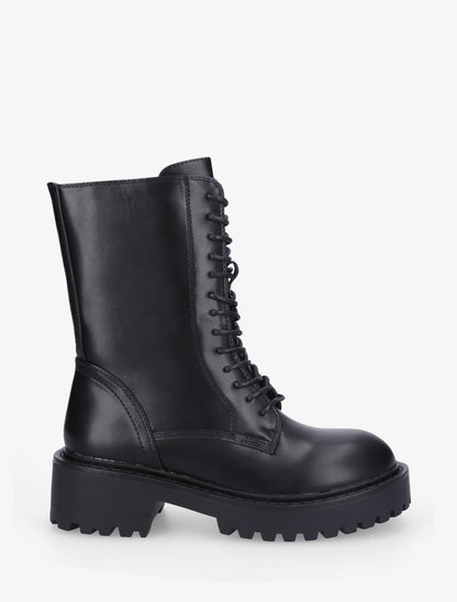 Bottines montantes en simili - Noir - 1