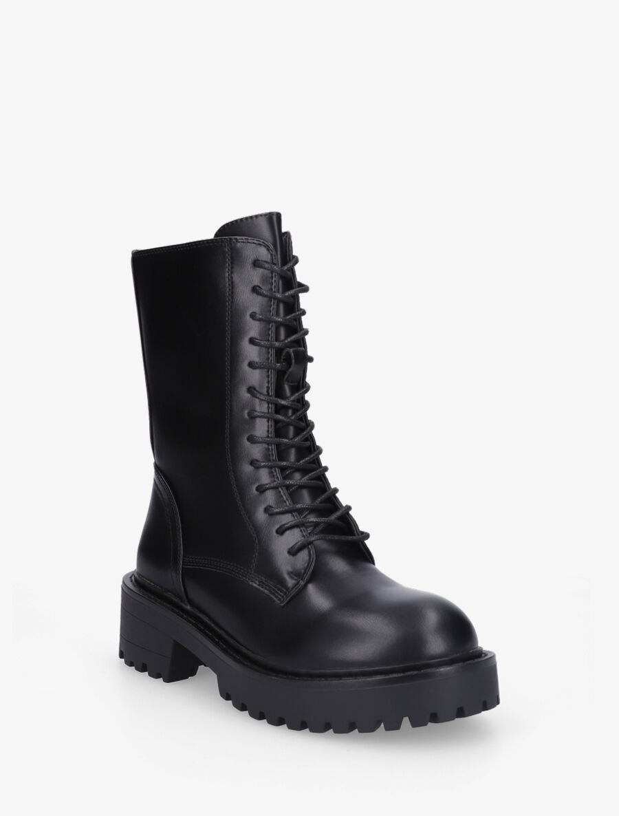 Bottines montantes en simili - Noir - 2