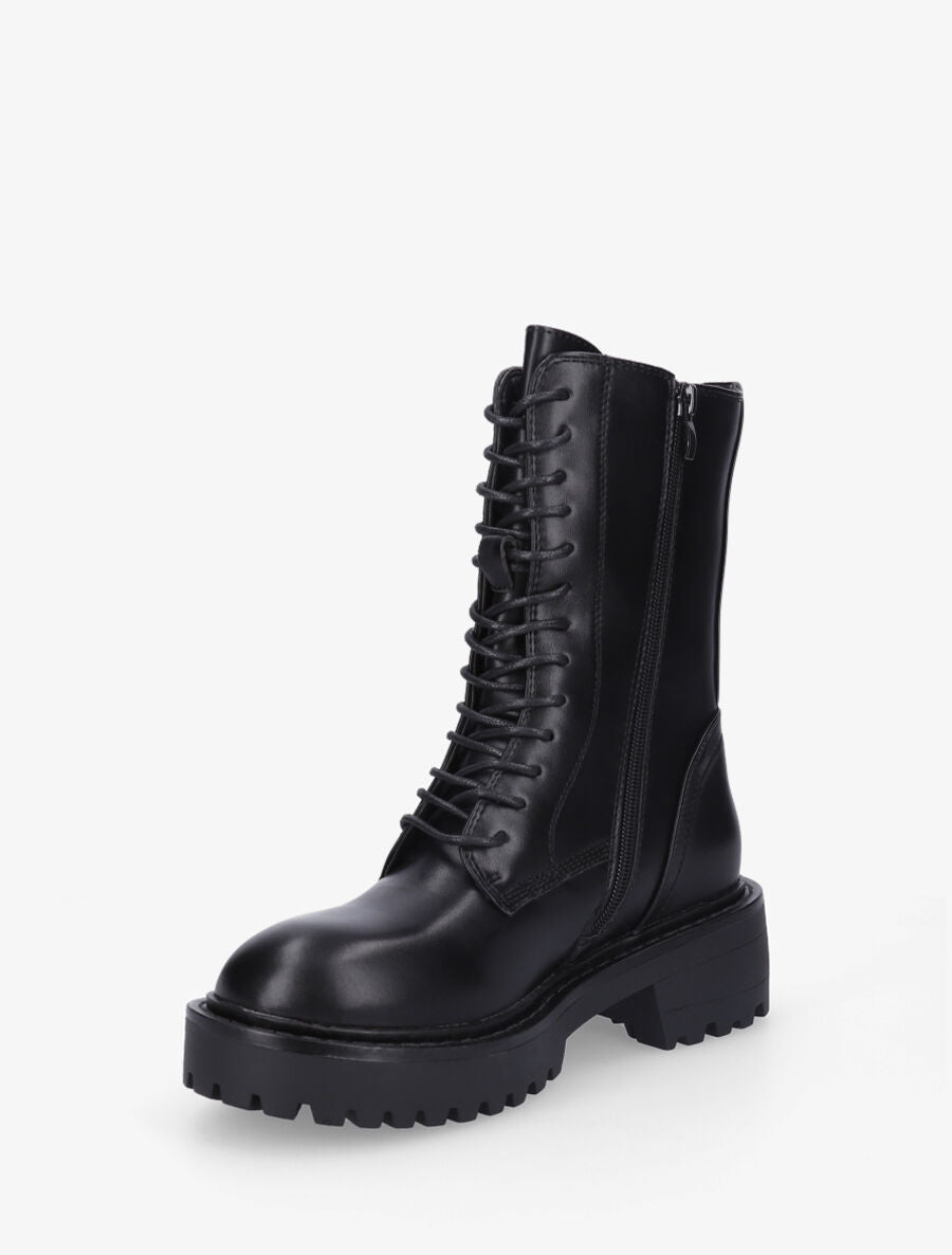 Bottines montantes en simili - Noir - 3