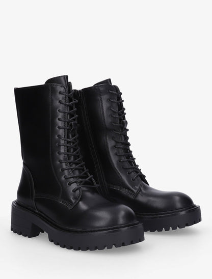 Bottines montantes en simili - Noir - 4