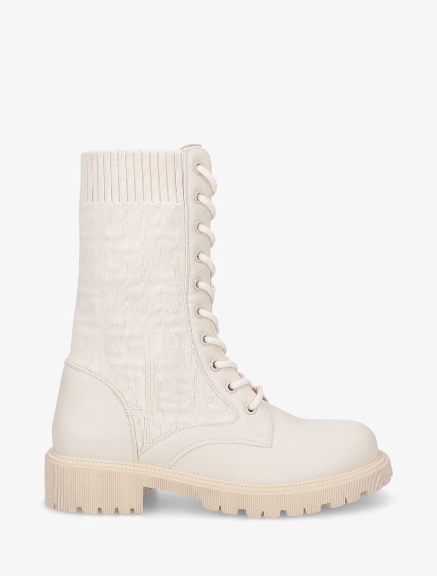 Bottines chaussettes à imprimé grec - Crème - 5
