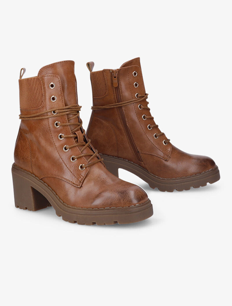Boots à cheville côtelée - Camel - 1